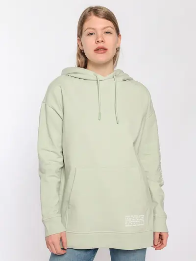 Худи из хлопка нежно-мятного цвета